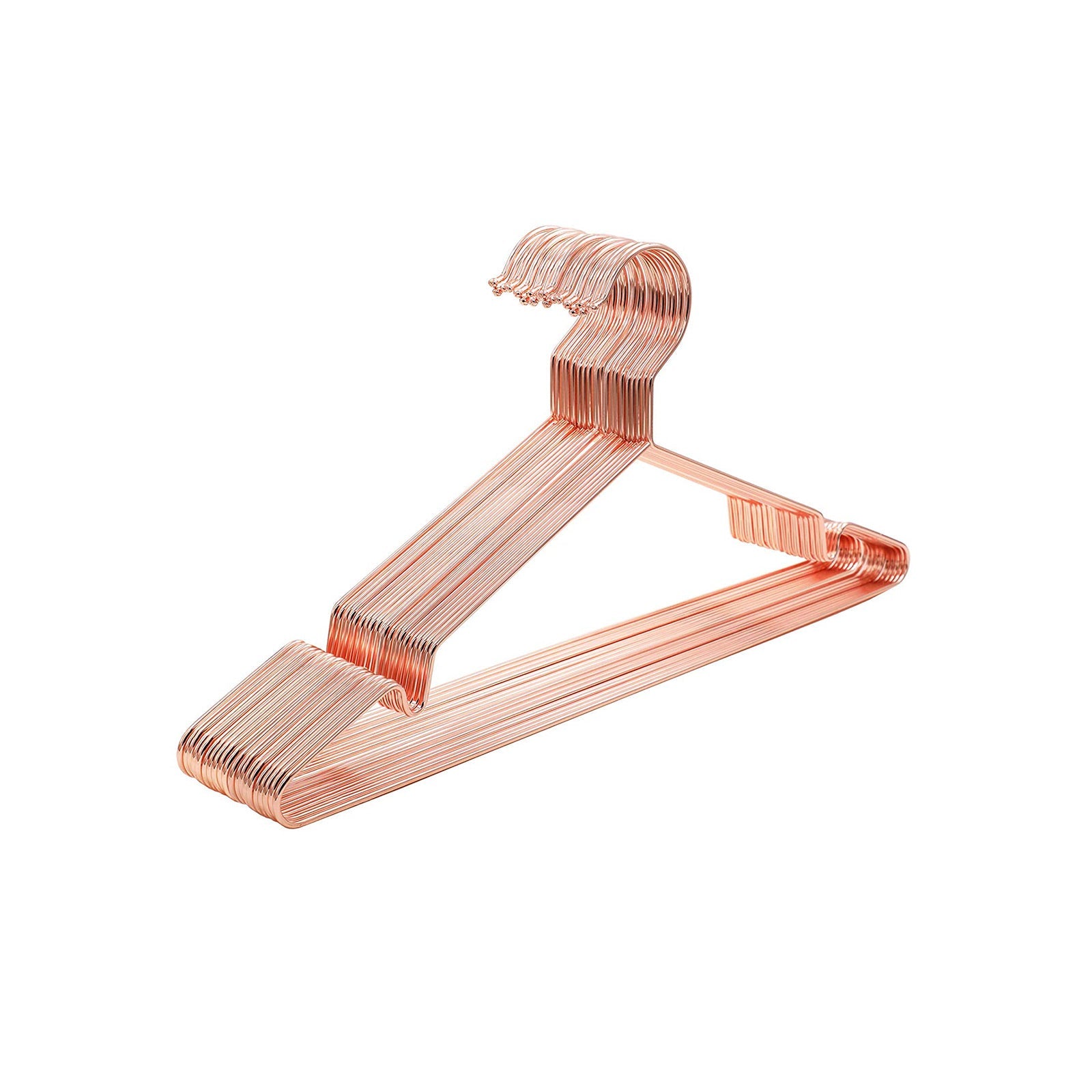 Clothes Hangers – Metal – Rose Gold – Chromium Plated, Anti-Rust, Non-Slip, Space Saving, Pack of 10