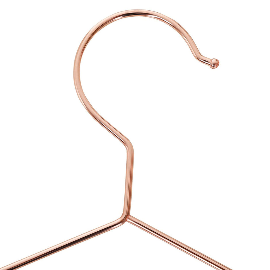 Clothes Hangers – Metal – Rose Gold – Chromium Plated, Anti-Rust, Non-Slip, Space Saving, Pack of 10