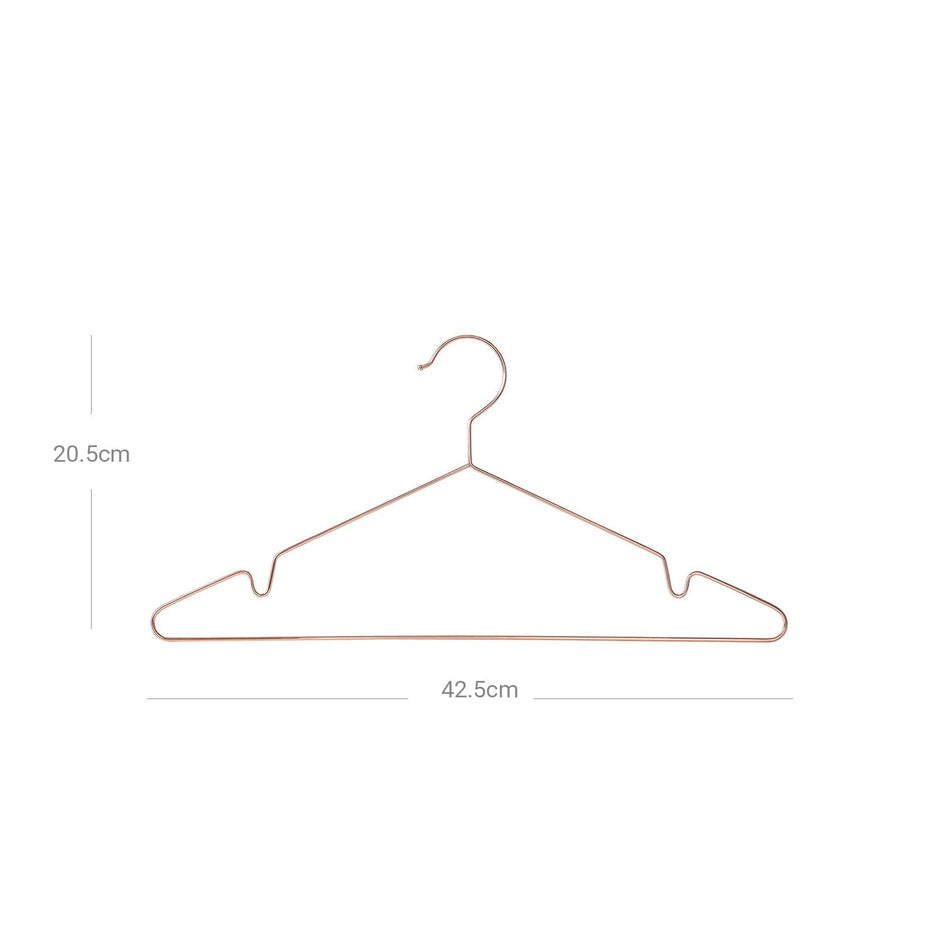 Clothes Hangers – Metal – Rose Gold – Chromium Plated, Anti-Rust, Non-Slip, Space Saving, Pack of 10