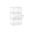 Shoe Storage Boxes – Plastic – Clear – Stackable and Easy to Assemble, Set of 3