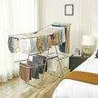 Clothes Drying Rack – Stainless Steel – Blue – Height-Adjustable Wings, Foldable Design