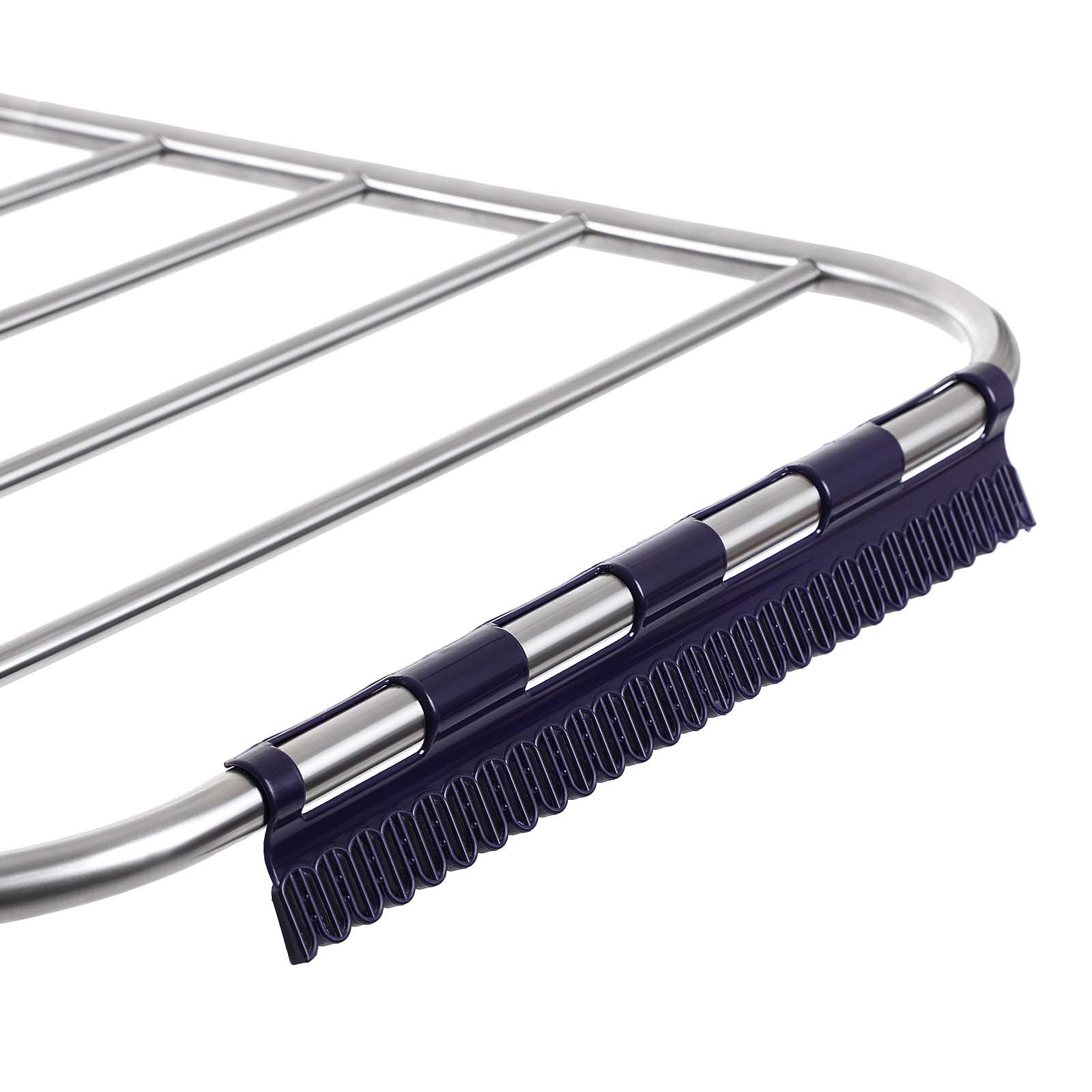 Clothes Drying Rack – Stainless Steel – Blue – Height-Adjustable Wings, Foldable Design