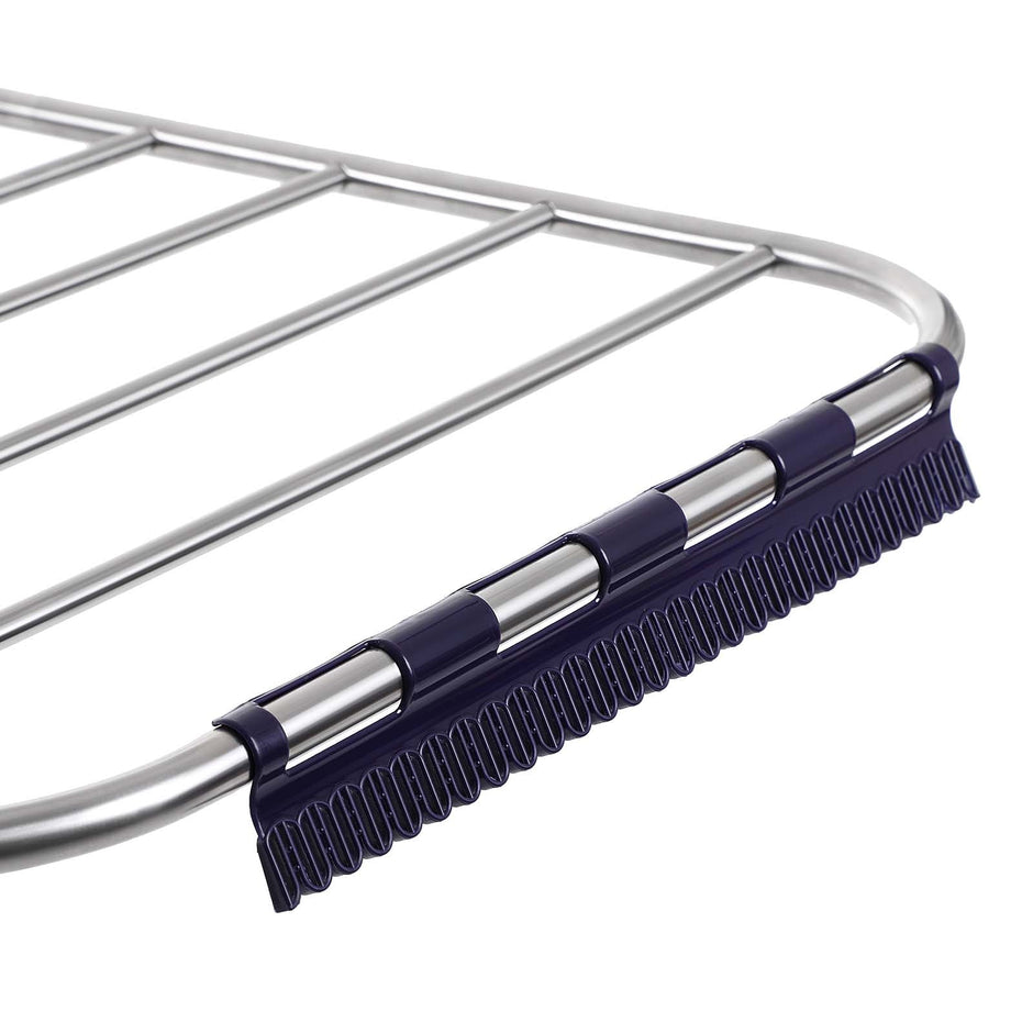 Clothes Drying Rack – Stainless Steel – Blue – Height-Adjustable Wings, Foldable Design