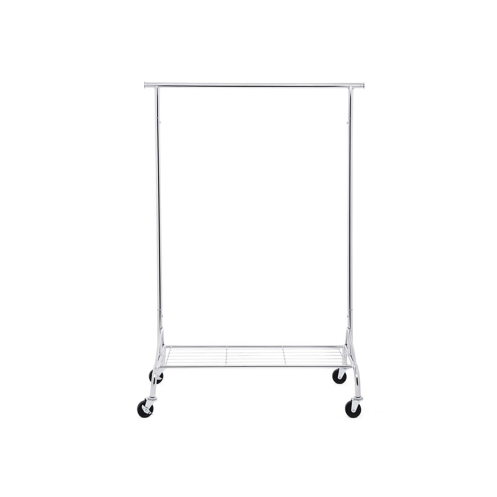 Heavy Duty Clothes Rail – Metal – Chrome – Includes Shoe Shelf, Maximum Load 50 kg