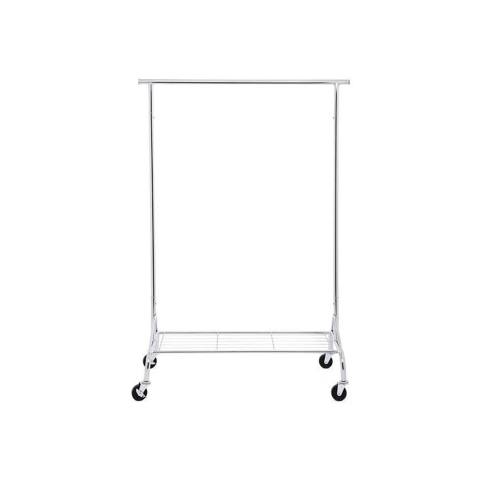 Heavy Duty Clothes Rail – Metal – Chrome – Includes Shoe Shelf, Maximum Load 50 kg