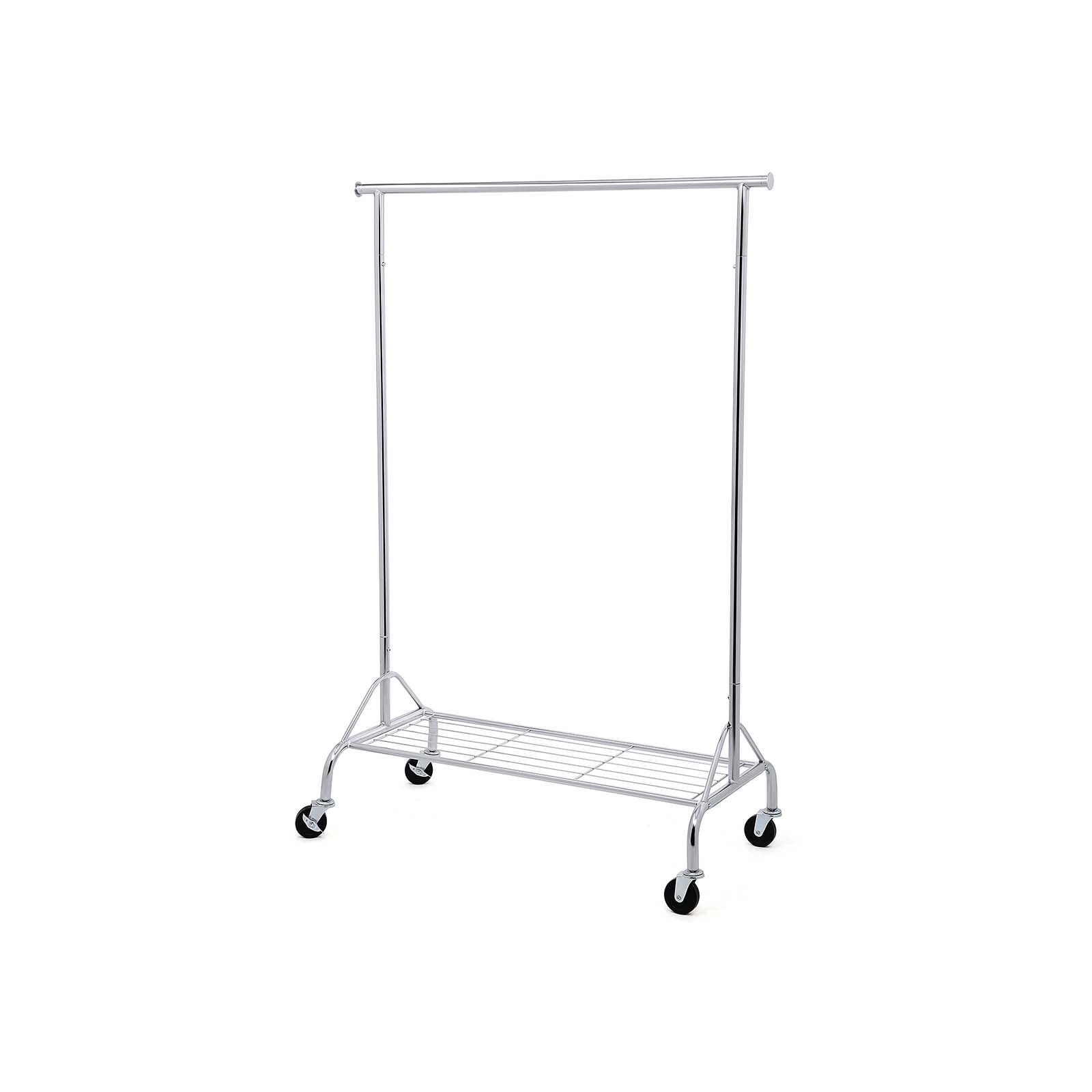 Heavy Duty Clothes Rail – Metal – Chrome – Includes Shoe Shelf, Maximum Load 50 kg