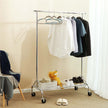 Heavy Duty Clothes Rail – Metal – Chrome – Includes Shoe Shelf, Maximum Load 50 kg