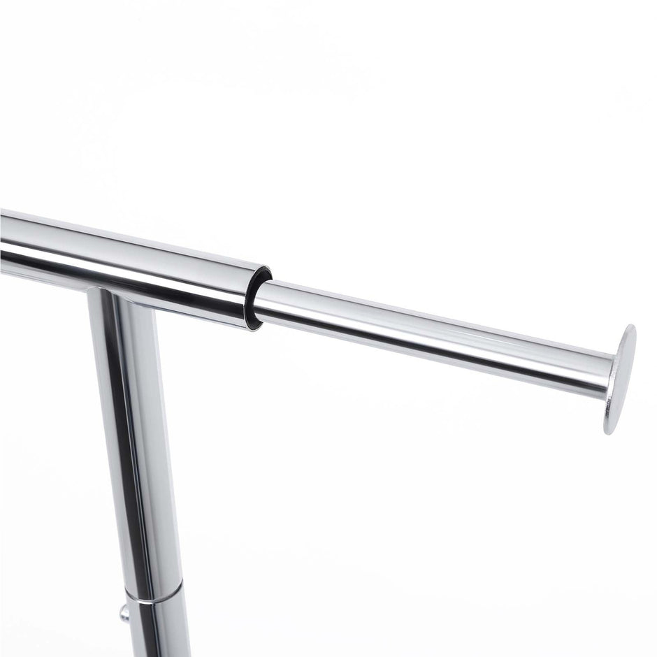 Heavy Duty Clothes Rail – Metal – Chrome – Includes Shoe Shelf, Maximum Load 50 kg