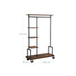 Clothing Rack – Metal – Rustic Brown – Mobile 5-Tier Design