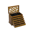 Jewellery Box – MDF Wood – Dark Brown – 6 Layers with 5 Drawers, Clover Pattern