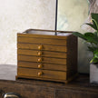 Jewellery Box – MDF Wood – Dark Brown – 6 Layers with 5 Drawers, Clover Pattern