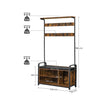 Coat Rack Stand – Steel Frame – Rustic Brown and Black – 8 Hooks with Shoe Bench