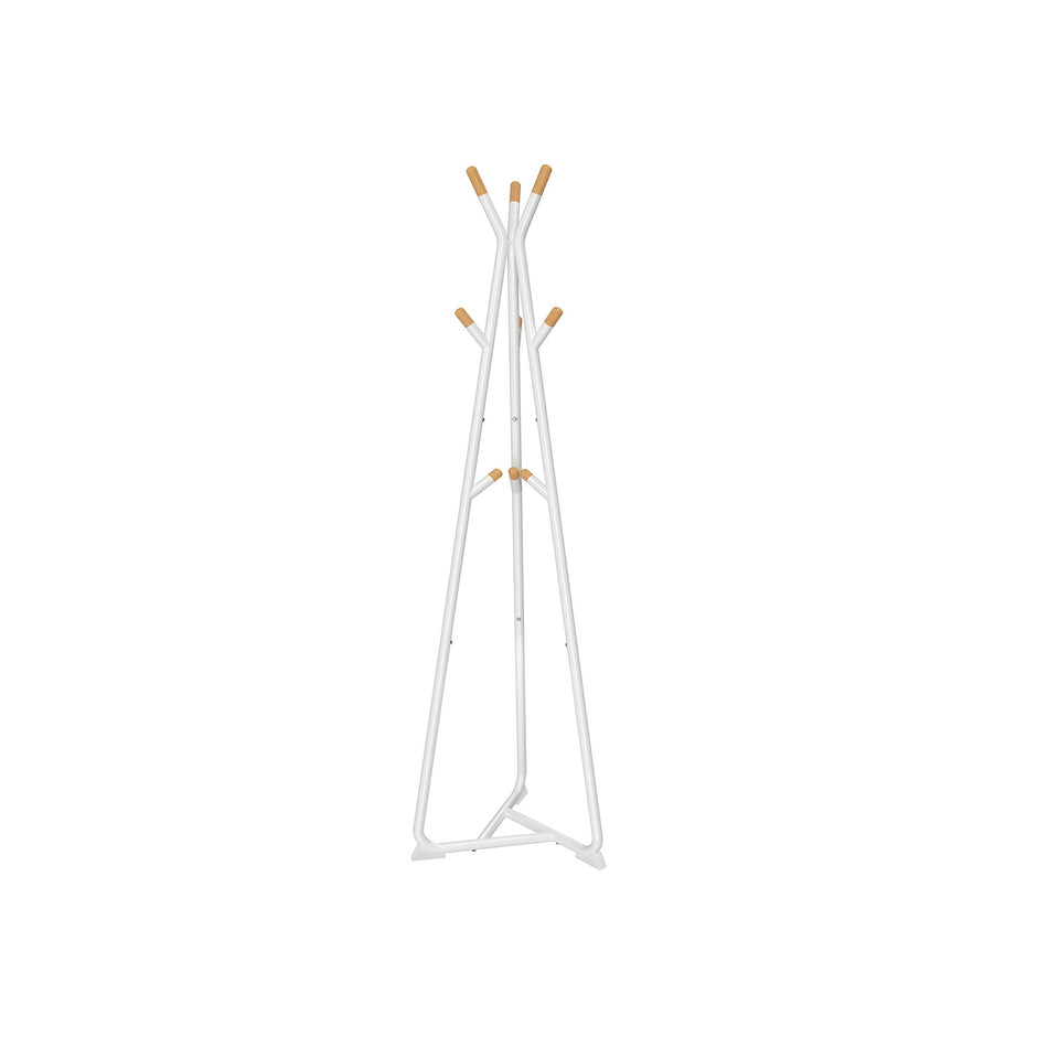 Coat Rack Stand – Beech Wood – Black with Natural Grain – 9 Hooks