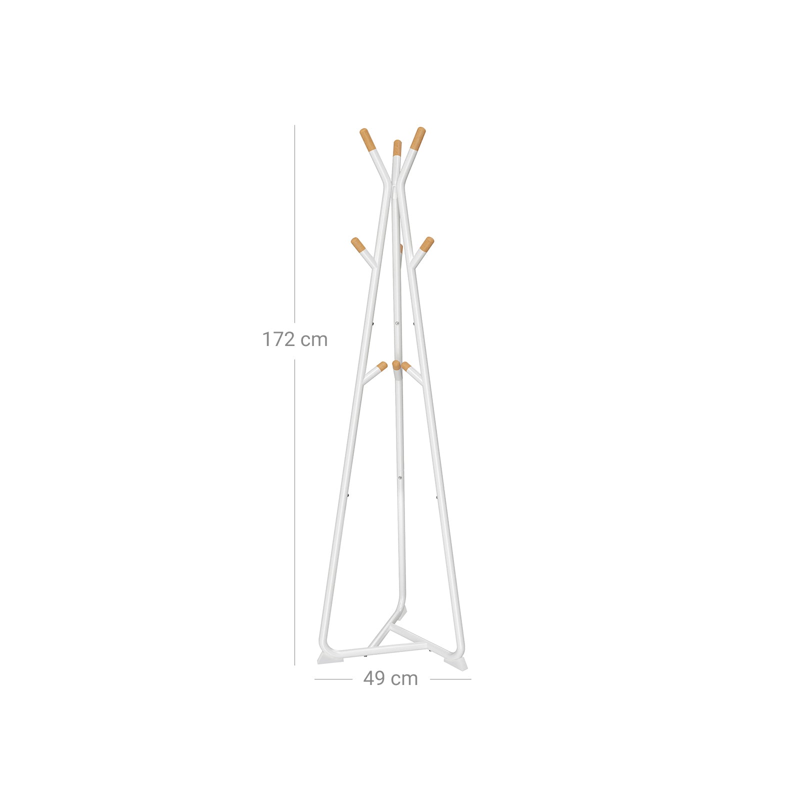 Coat Rack Stand – Beech Wood – Black with Natural Grain – 9 Hooks