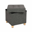 Collapsible Storage Ottoman – Fabric – Dark Grey – Multifunctional Foot Stool with Wooden Feet