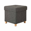 Collapsible Storage Ottoman – Fabric – Dark Grey – Multifunctional Foot Stool with Wooden Feet