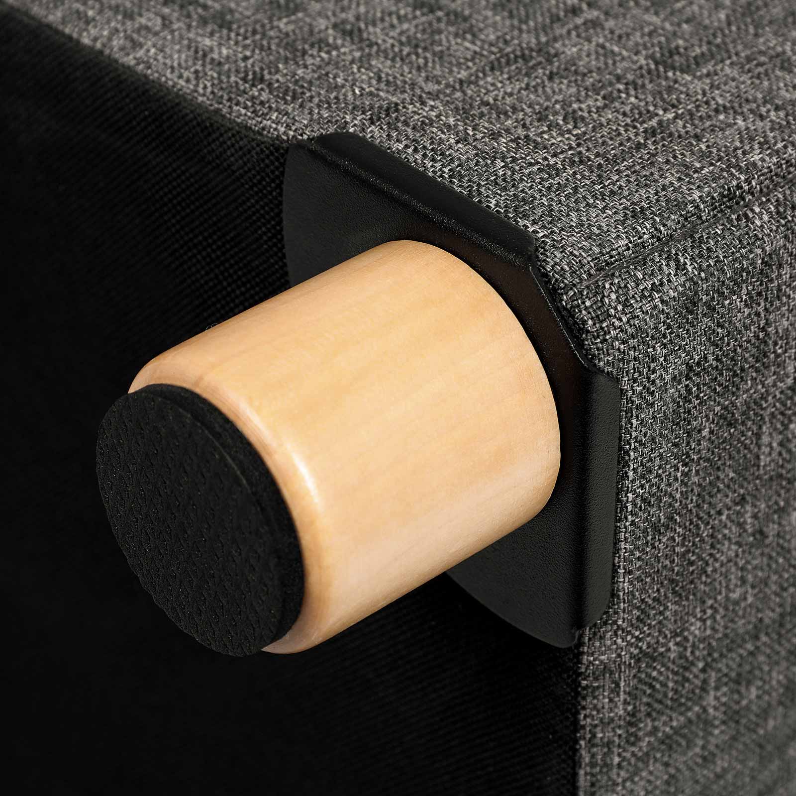 Collapsible Storage Ottoman – Fabric – Dark Grey – Multifunctional Foot Stool with Wooden Feet