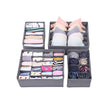 Collapsible Drawer Organisers – Fabric – Grey – Set of 4 Foldable Closet Dividers for Bras, Underwear, Socks, Ties, and Scarves