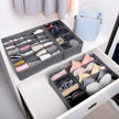 Collapsible Drawer Organisers – Fabric – Grey – Set of 4 Foldable Closet Dividers for Bras, Underwear, Socks, Ties, and Scarves