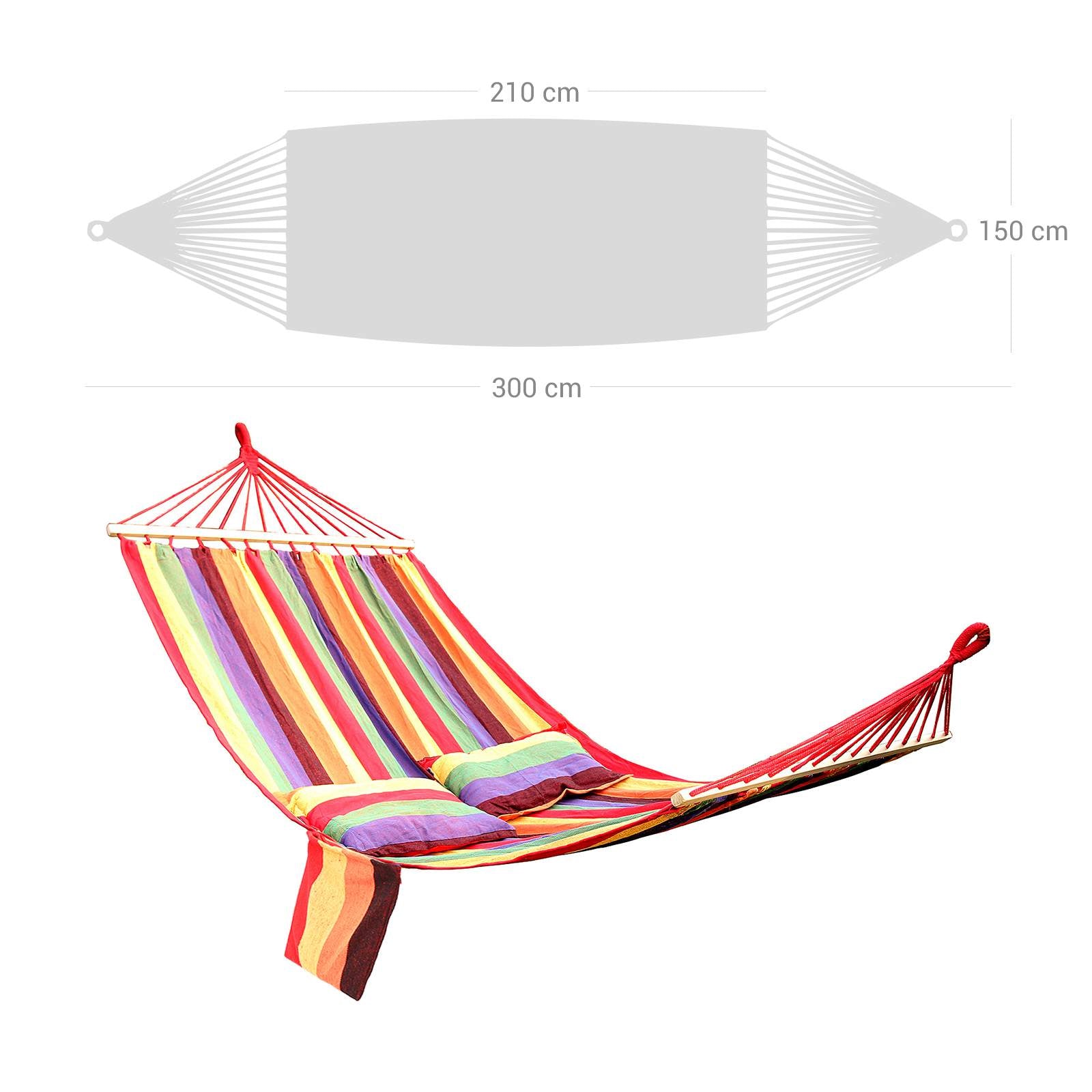 Portable Hammock – 70% Cotton – Multicolor – Includes Two Pillows, Supports 300 kg