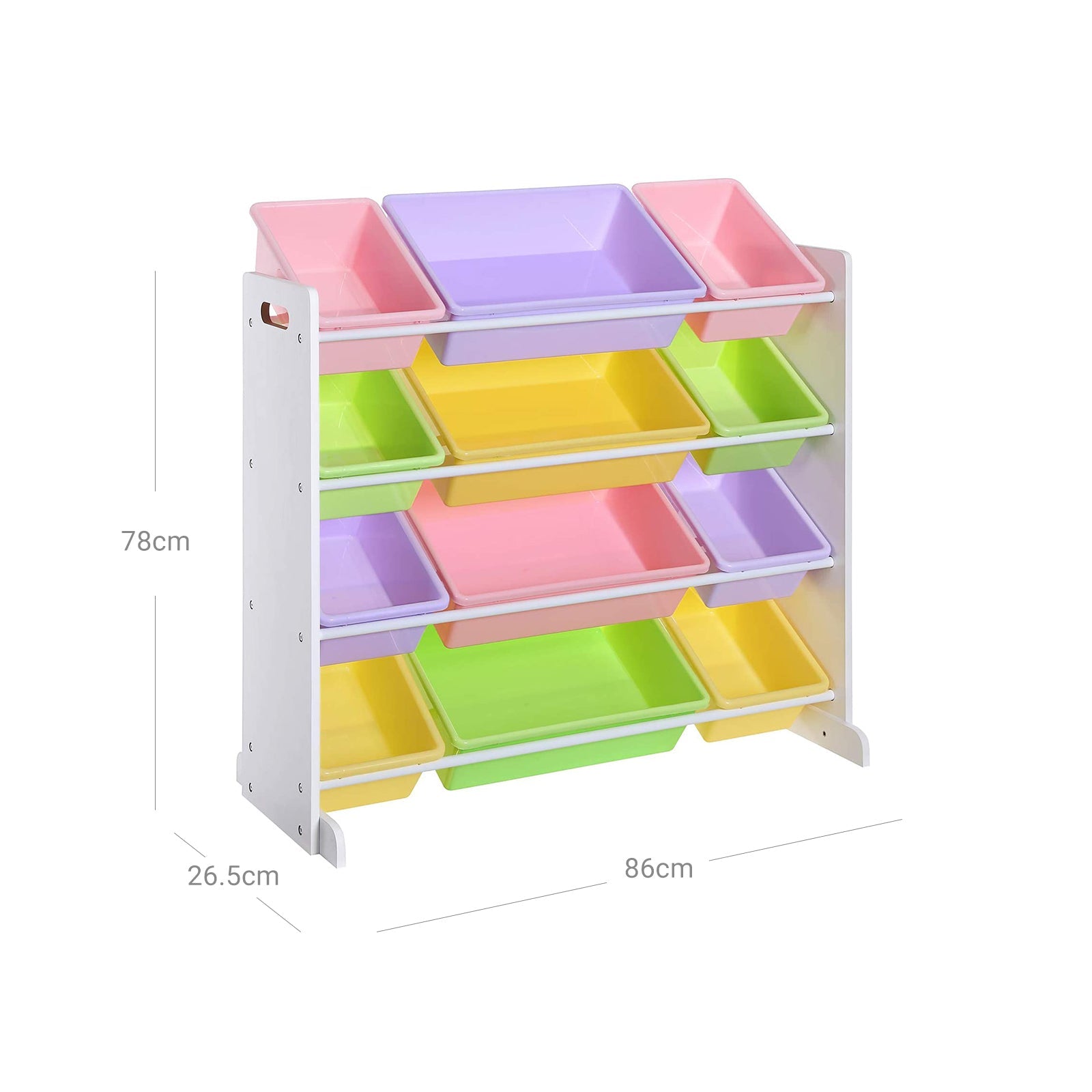 Toy Storage Unit – PP Plastic – Candy Color and White – 12 Removable Bins