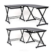 L-Shaped Corner Computer Desk – Wood – Black – Space-Saving Design for Home Office and Gaming