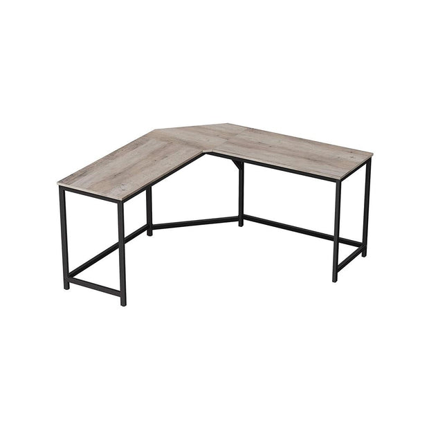 L-Shaped Corner Desk – Wood and Metal – Greige and Black – Space-Saving Industrial Design