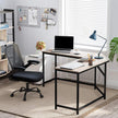 L-Shaped Corner Desk – Wood and Metal – Greige and Black – Space-Saving Industrial Design