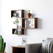 Floating Cube Shelves – Wood – Rustic Brown – Set of 3, Sizes 40/35/30 cm