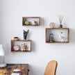 Floating Cube Shelves – Wood – Rustic Brown – Set of 3, Sizes 40/35/30 cm