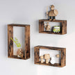 Floating Cube Shelves – Wood – Rustic Brown – Set of 3, Sizes 40/35/30 cm