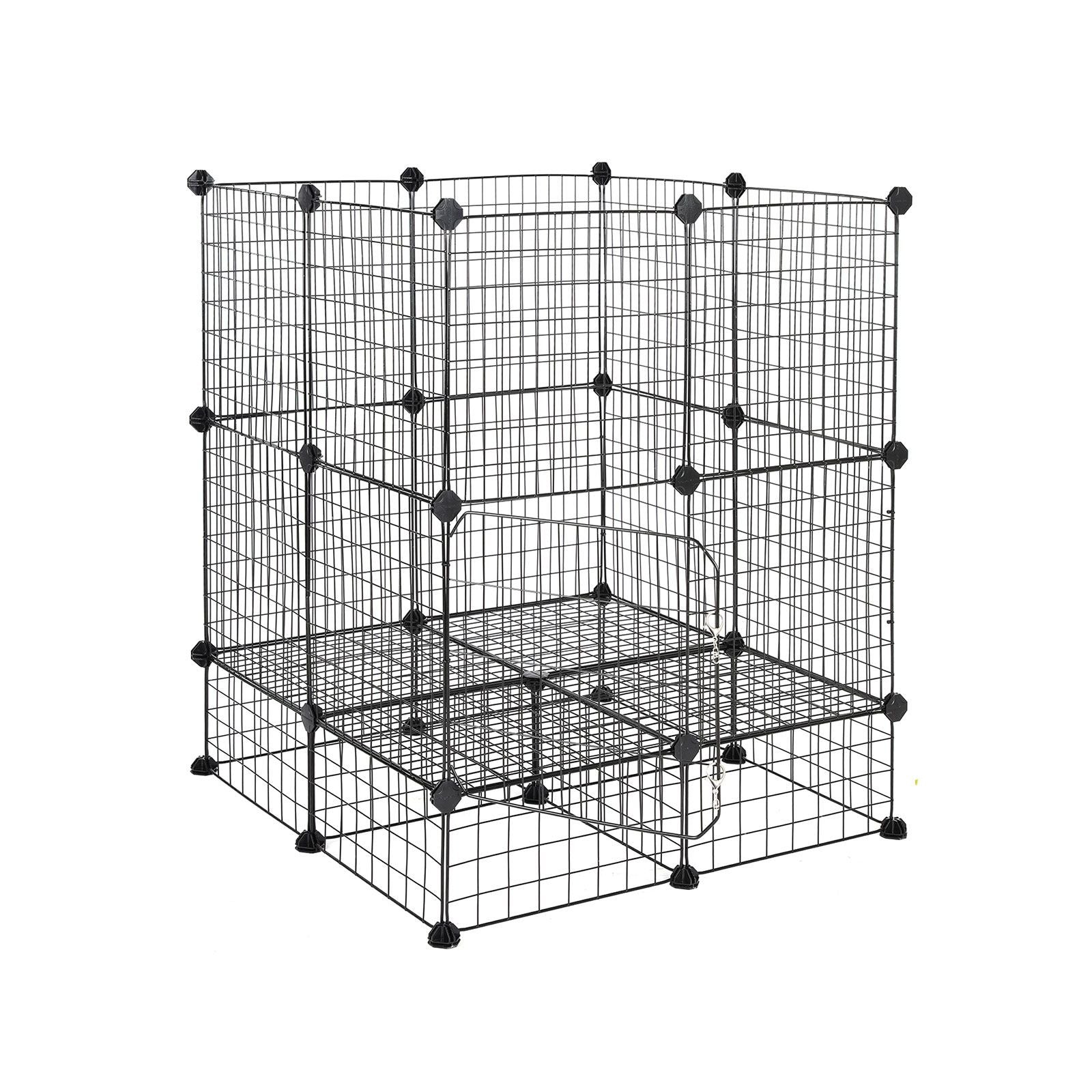 Customizable Pet Playpen – Metal – Black – Indoor Grid Design with Rubber Mallet