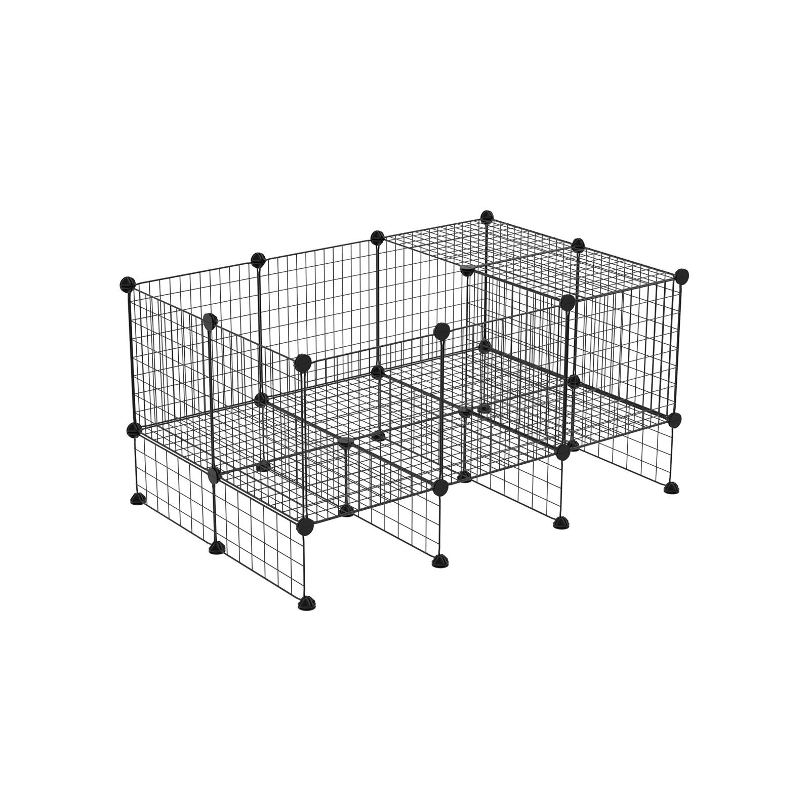 Customizable Pet Playpen – Metal – Black – Indoor Grid Design with Rubber Mallet