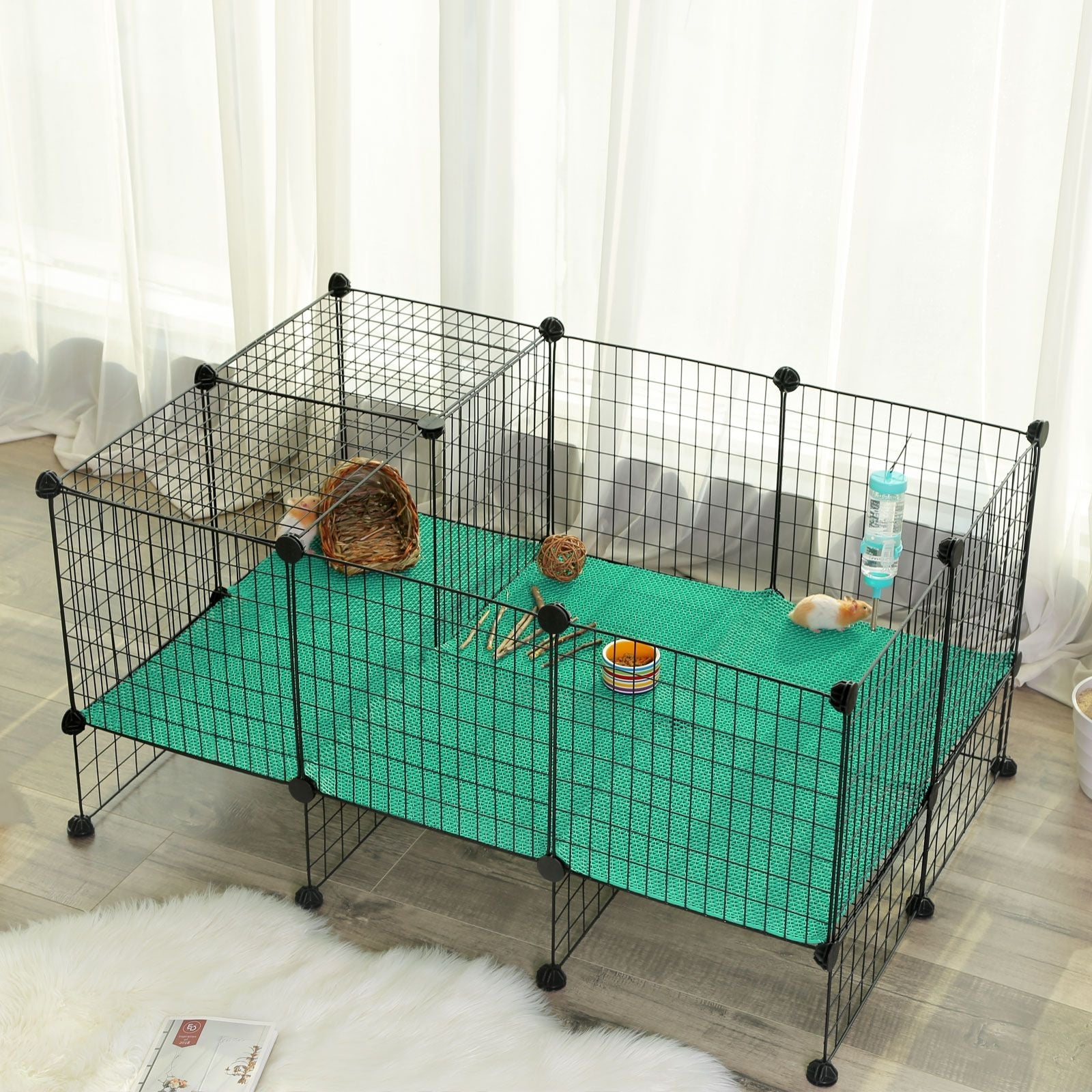 Customizable Pet Playpen – Metal – Black – Indoor Grid Design with Rubber Mallet
