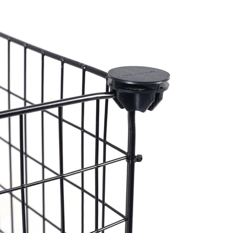 Customizable Pet Playpen – Metal – Black – Indoor Grid Design with Rubber Mallet