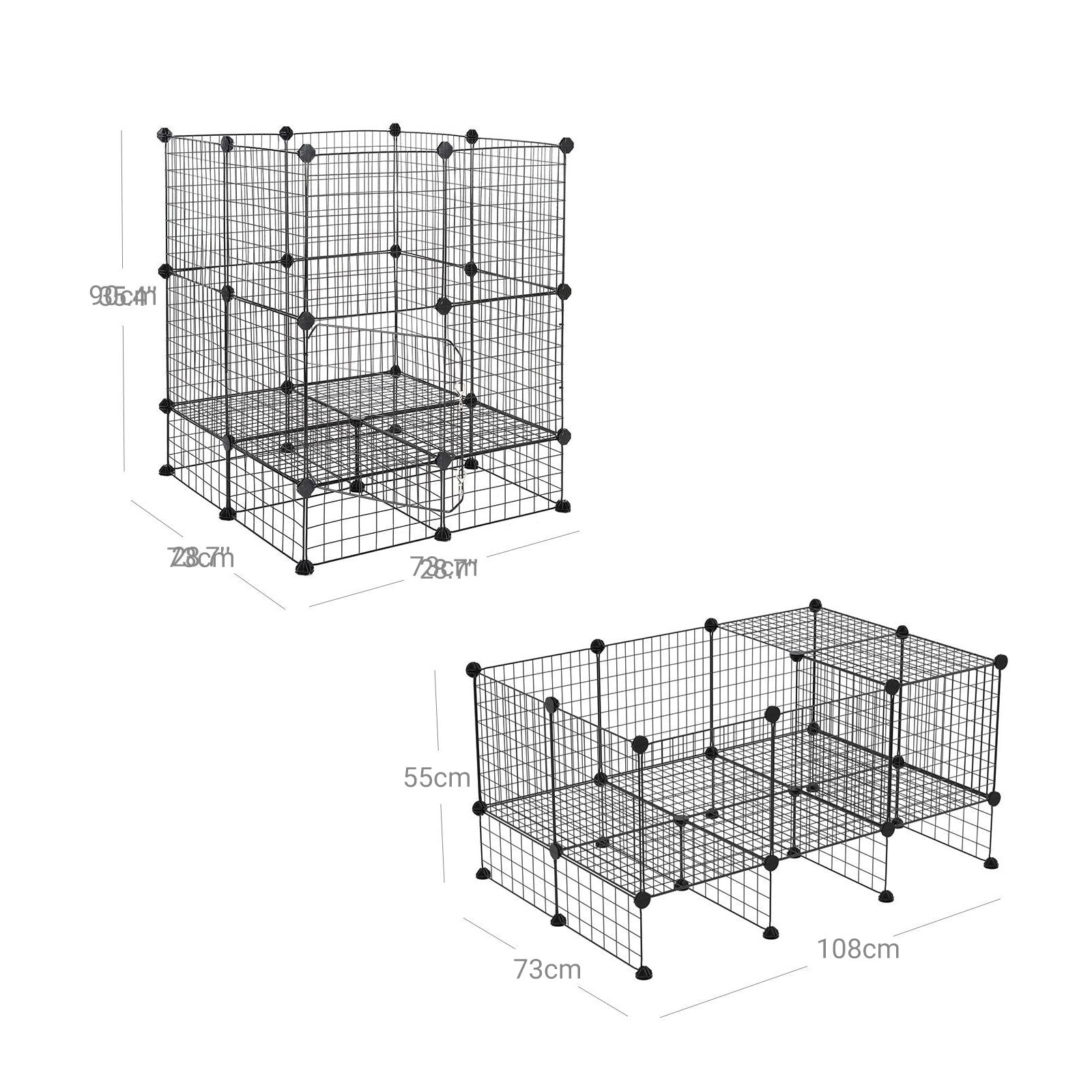 Customizable Pet Playpen – Metal – Black – Indoor Grid Design with Rubber Mallet