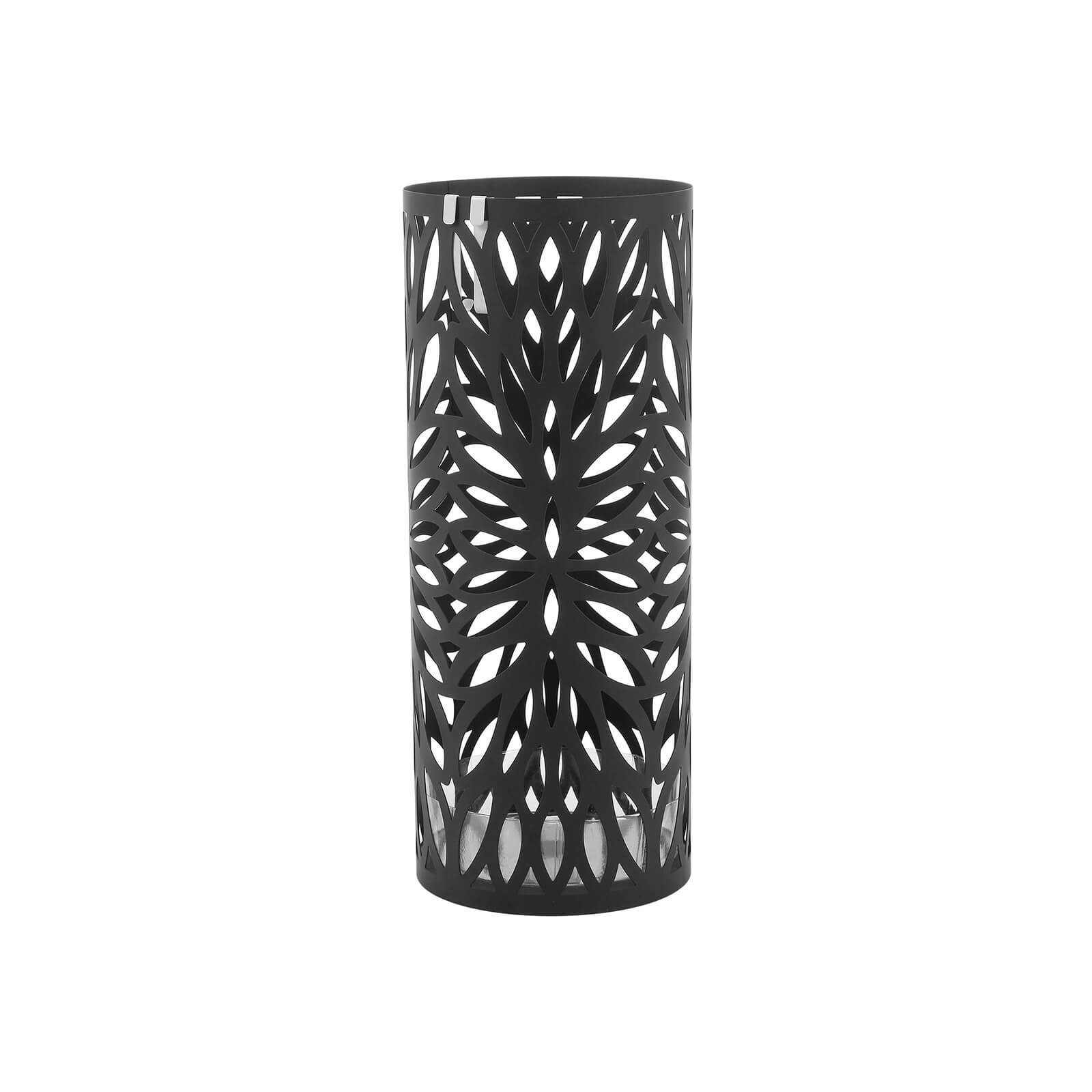 Cylindrical Umbrella Stand – Metal – Black – Includes Hooks and Drip Tray