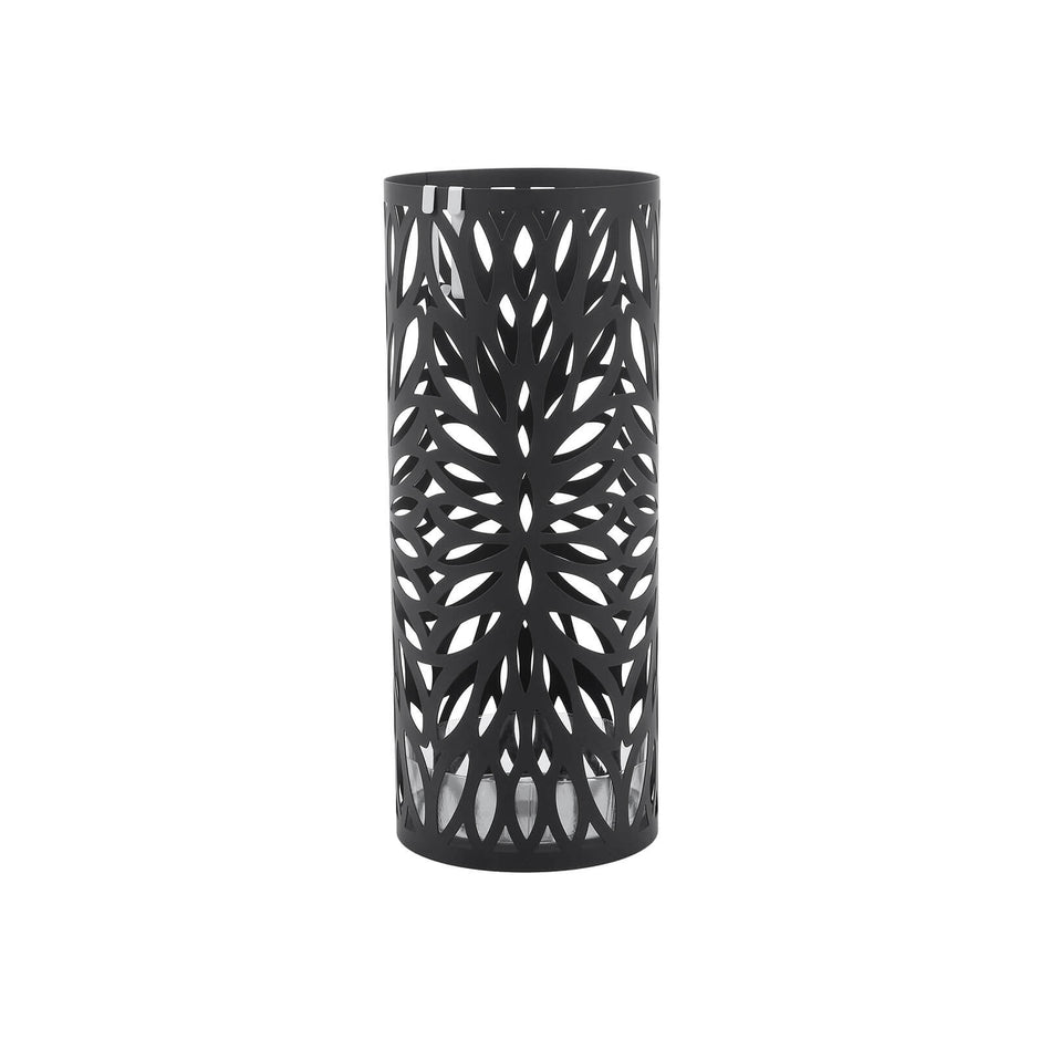 Cylindrical Umbrella Stand – Metal – Black – Includes Hooks and Drip Tray