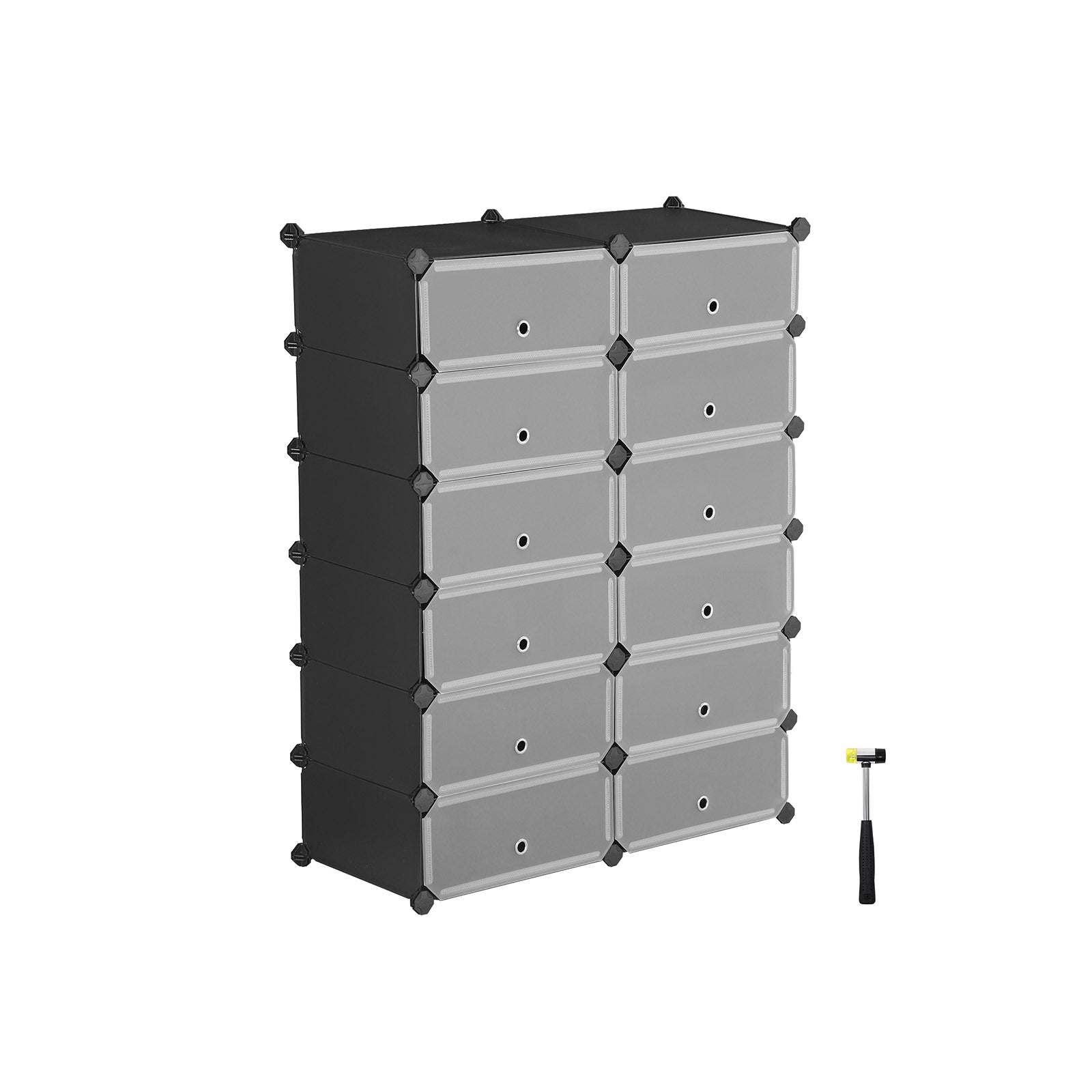 Plastic Storage Organizer – Plastic – White – 12 Cube Interlocking Design