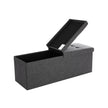 Folding Ottoman – Linen and MDF – Dark Grey – Maximum Load 300 kg, 120 L