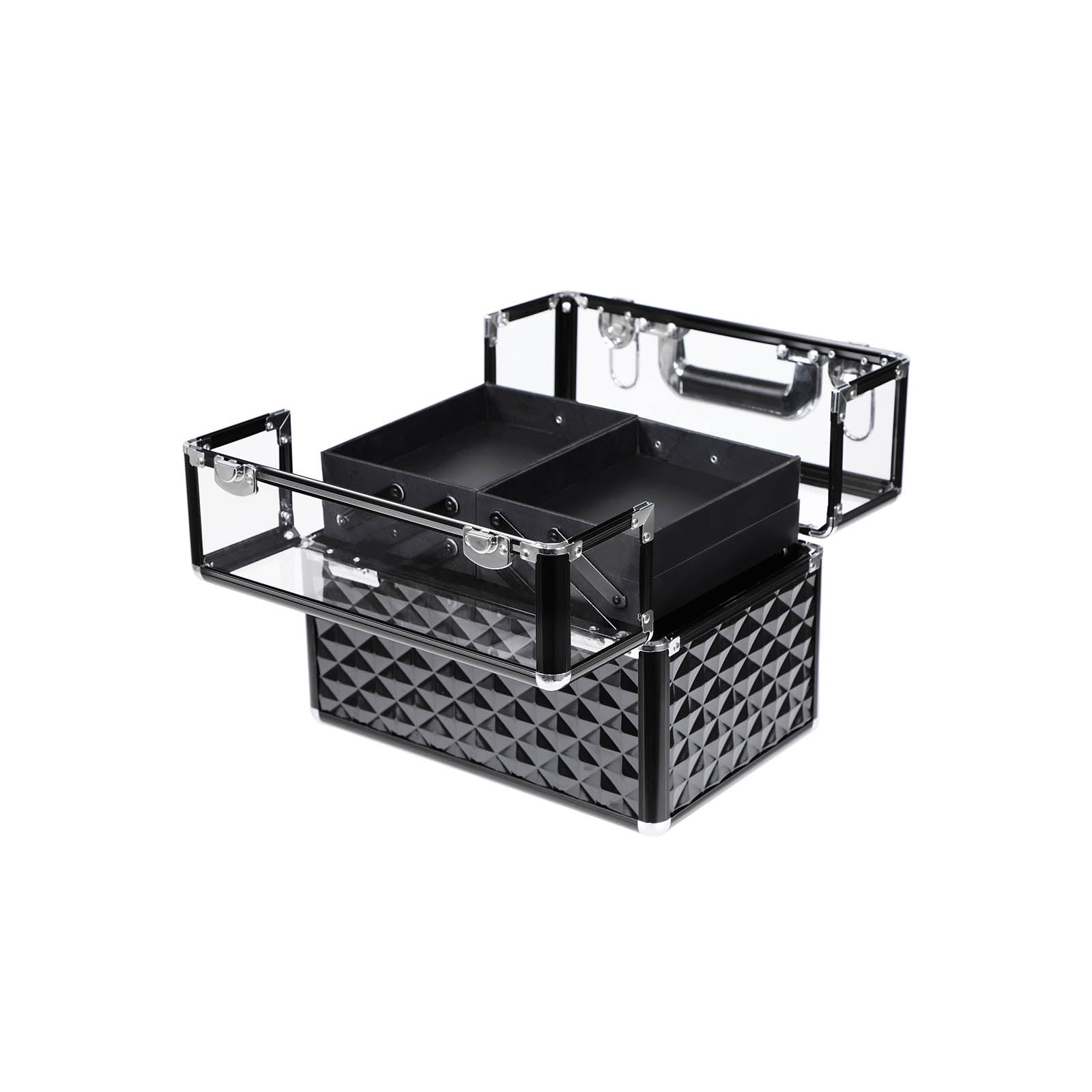 Deluxe Makeup Case – Acrylic – Black – Professional Organiser with Pull-Out Tray