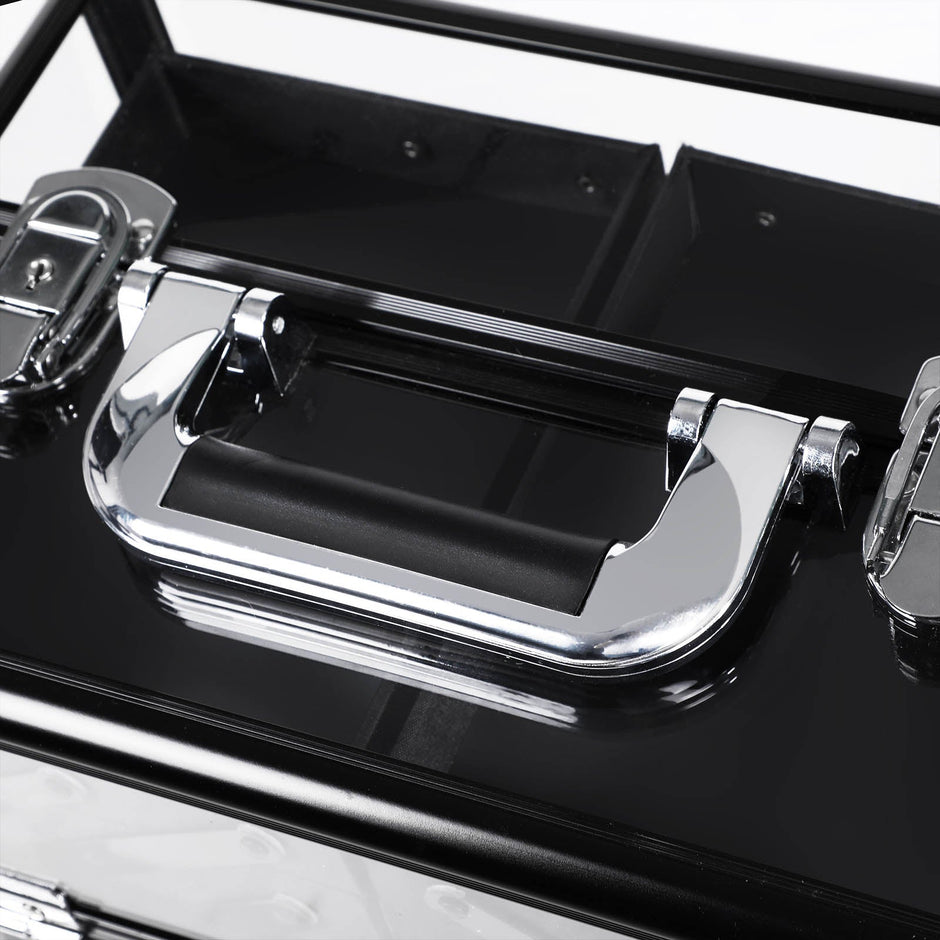 Deluxe Makeup Case – Acrylic – Black – Professional Organiser with Pull-Out Tray