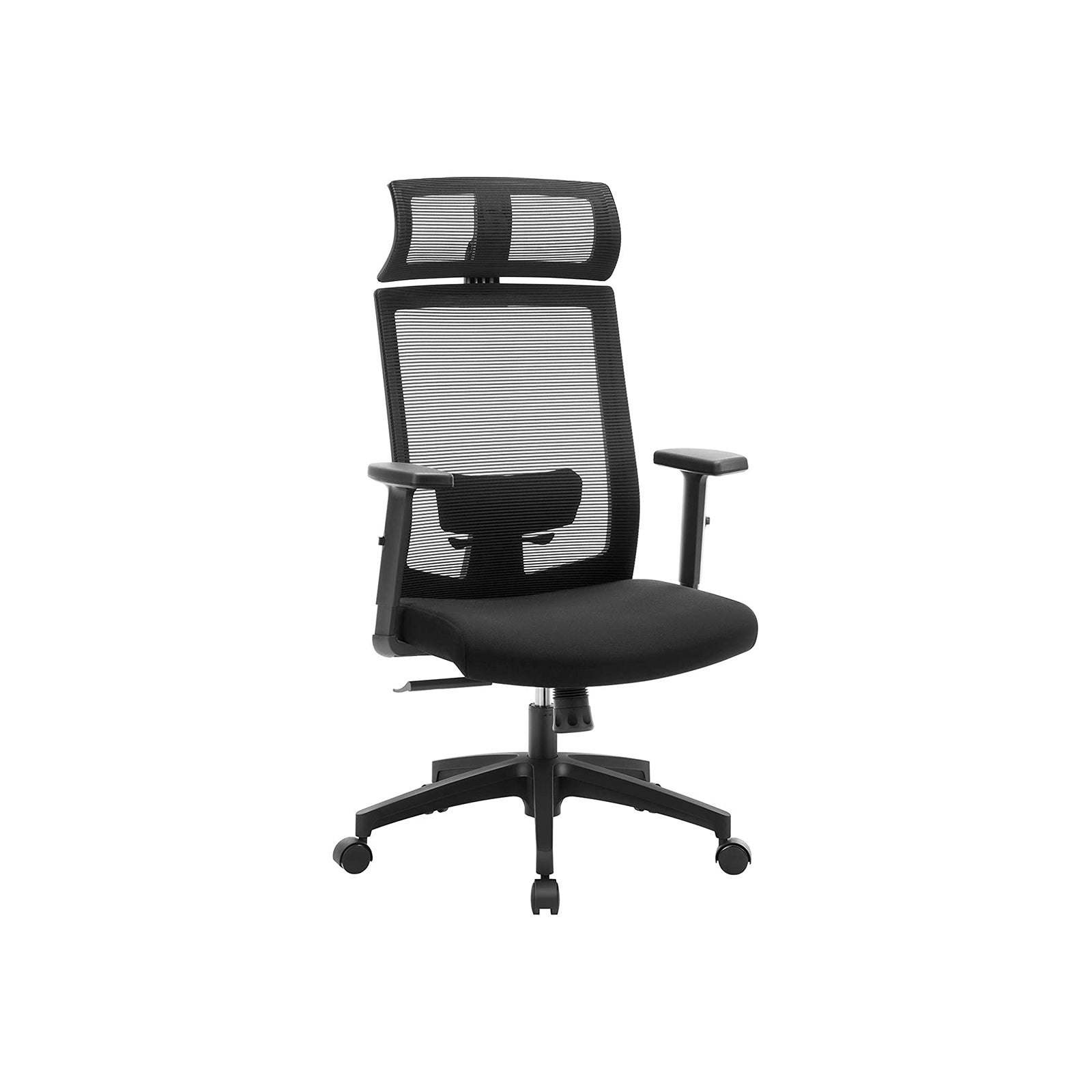 Mesh Office Chair – Mesh Fabric – Black – Ergonomic with Adjustable Lumbar Support and Headrest