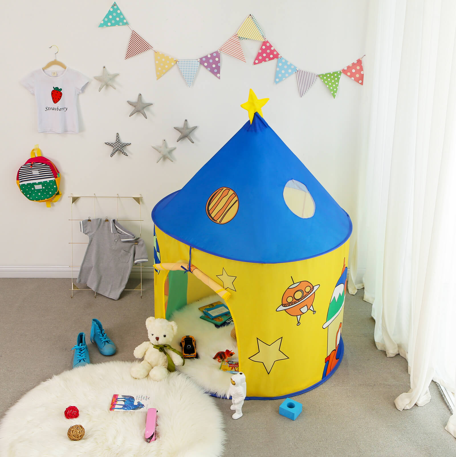 Play Tent – Fabric – Dinosaur – Portable Pop Up Structure for Indoor and Outdoor Use