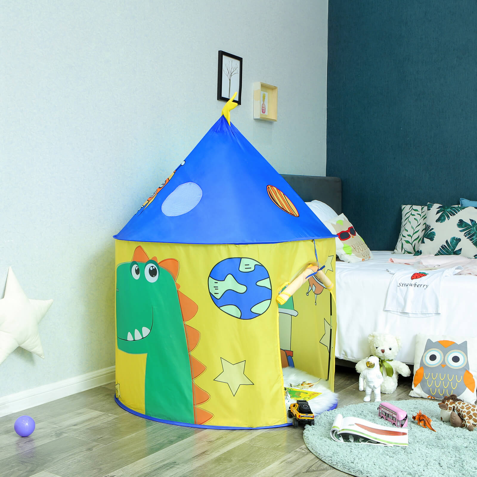 Play Tent – Fabric – Dinosaur – Portable Pop Up Structure for Indoor and Outdoor Use