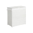 Divided Laundry Basket – Synthetic Rattan – Natural – Foldable with Lid and Removable Liner