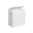 Divided Laundry Basket – Synthetic Rattan – Natural – Foldable with Lid and Removable Liner