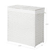 Divided Laundry Basket – Synthetic Rattan – Natural – Foldable with Lid and Removable Liner