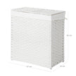 Divided Laundry Basket – Synthetic Rattan – Natural – Foldable with Lid and Removable Liner