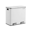 Double Compartment Trash Can – Plastic – White – Soft-Close Lids and Pedals